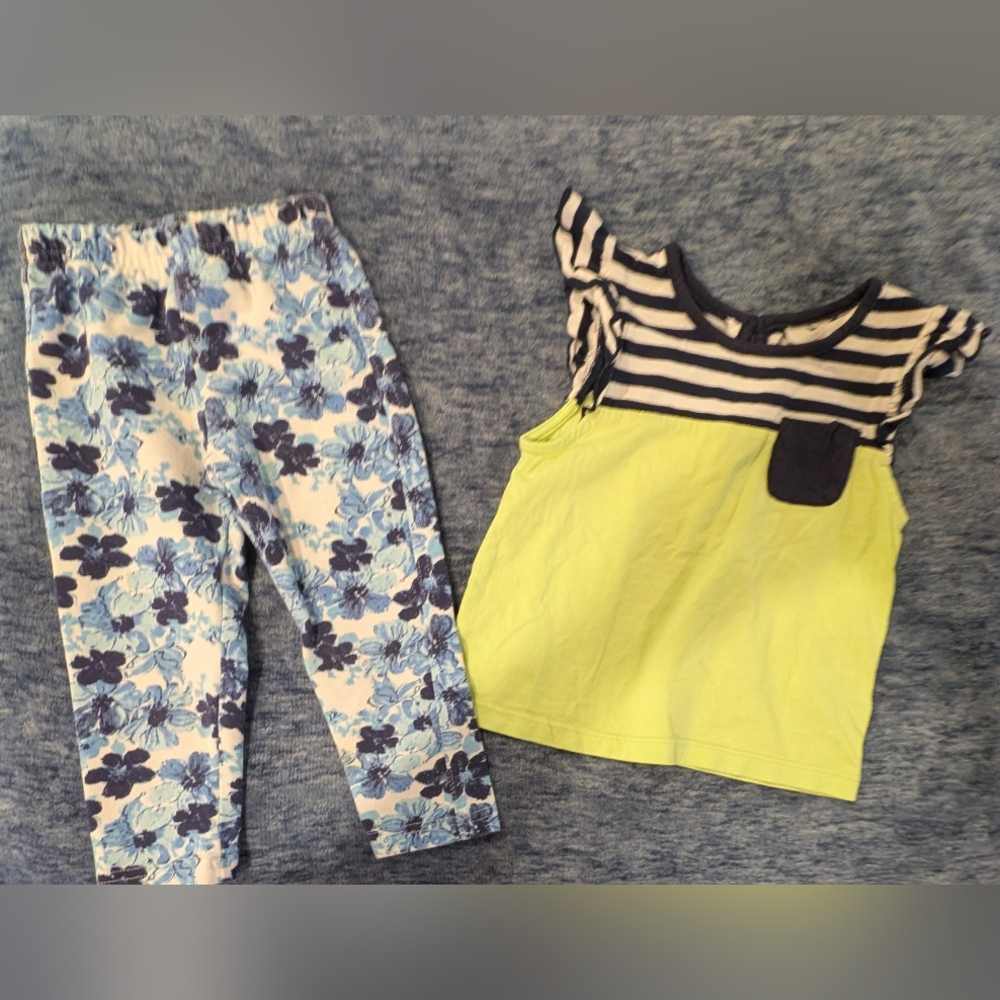 3T Green/Blue Tank Top With Blue Floral Capri Pants